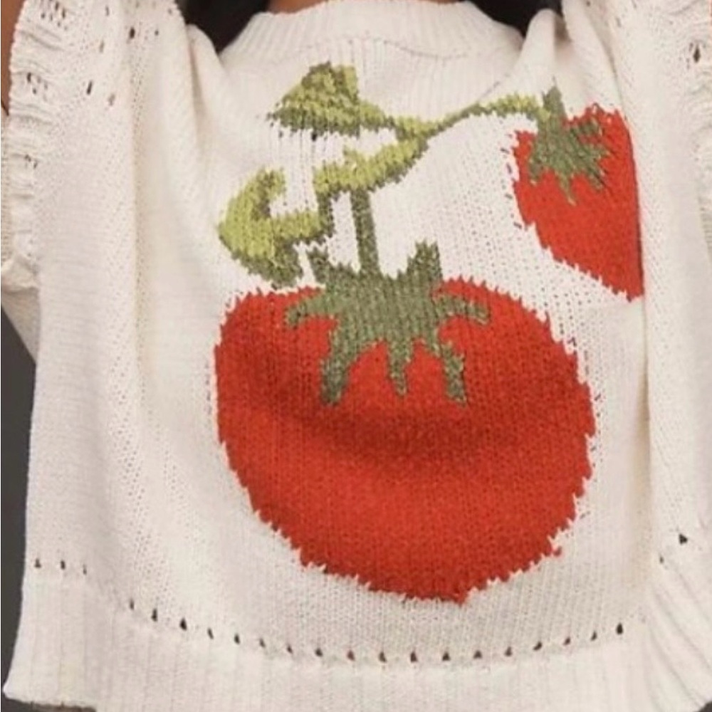 NWT Anthro Maeve Tomato Cream Sweater Vest